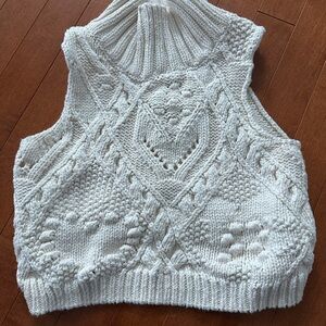 Free People Cream Knit Sweater Vest